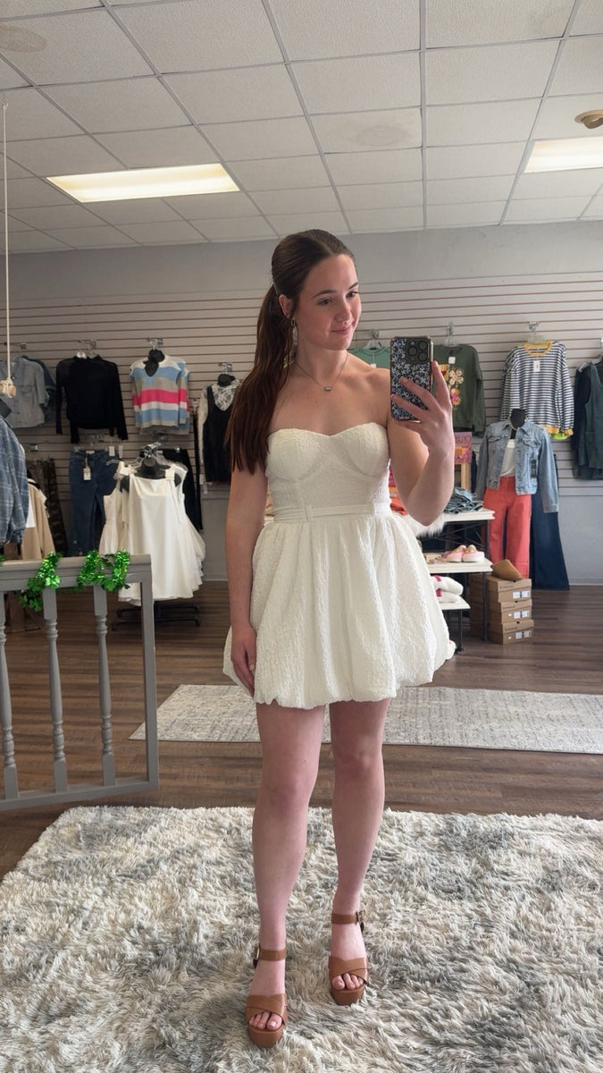 white bubble dress strapless Mini Sheer mesh panels and 53 Best Dressing Sense Size:M(60