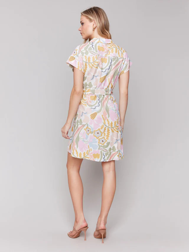 Linen Blend Sleeve Button-Front Dress Linen Blend Sleeve Button-Front Dress