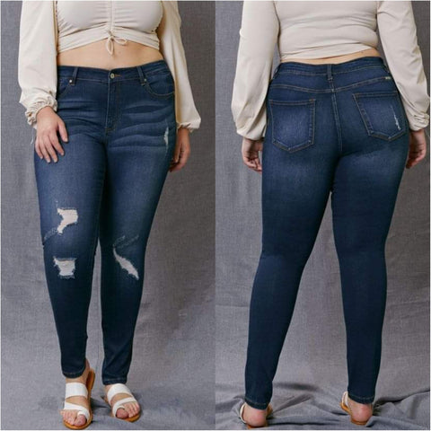 KanCan Distressed Mid Rise Super Skinny Jeans