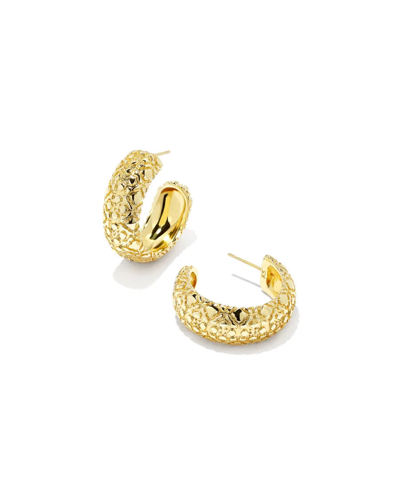 Maggie Small Hoop Earrings in Gold Filigree