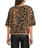 Charlie B Knit Leopard Print Short Balloon Sleeve Top