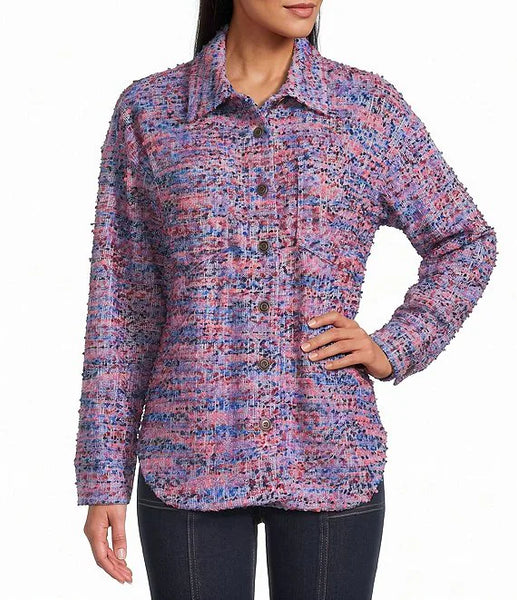 Multiples Woven Tweed Multi Print Shirt