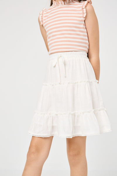 Hayden Crochet Hem Ruffle Skirt