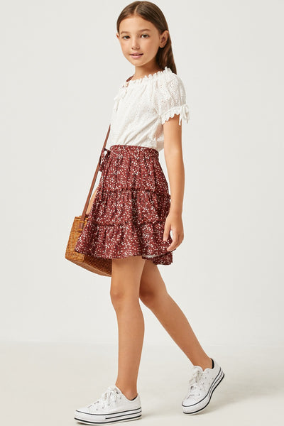 Hayden Burgundy Ruffle Mini Skirt