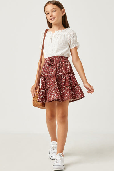Hayden Burgundy Ruffle Mini Skirt