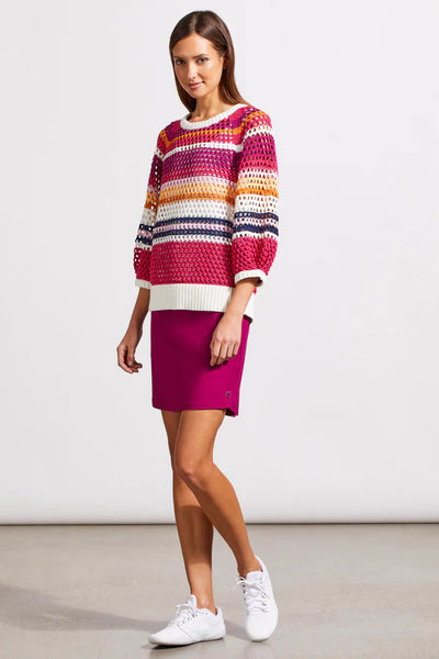 Tribal Cotton Crew Neck Eyelet Sweater