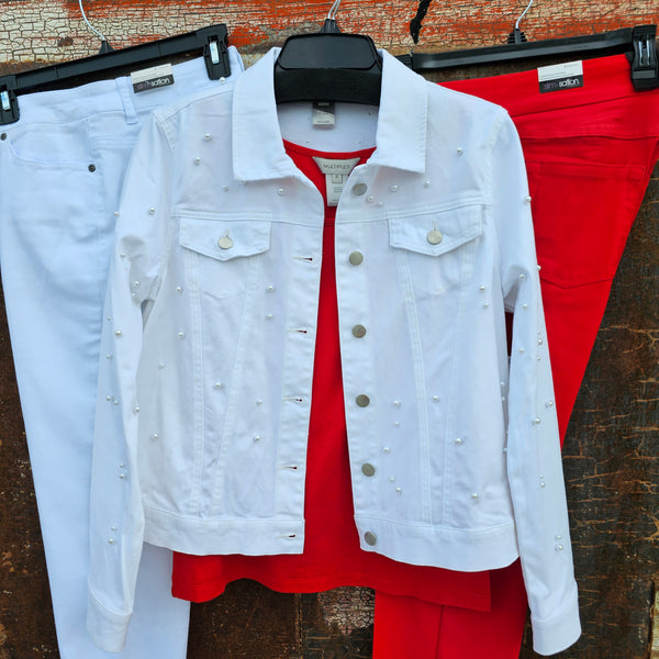 Multiples Pearl White Jean Jacket