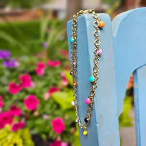 Big Rainbow & Gold Ankle Bracelet