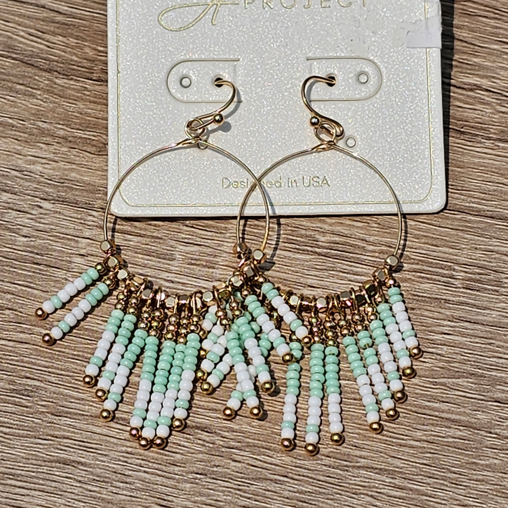 Turquoise & Gold Beaded Dangle Earrings