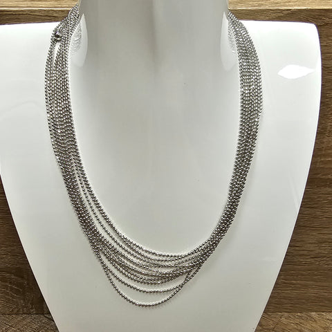 Silver Multi-Chain Layered Necklace