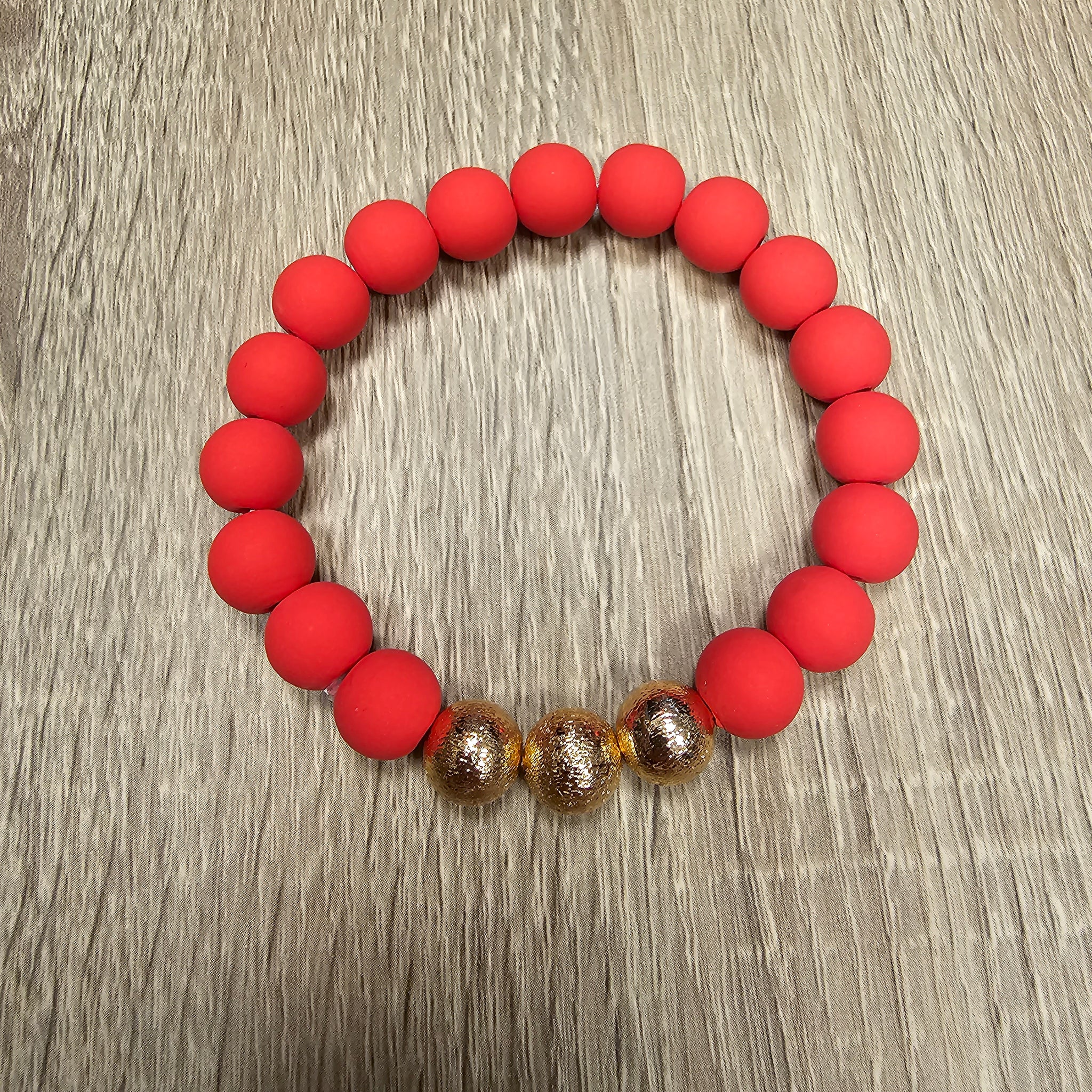 Gold & Coral Red Bracelet