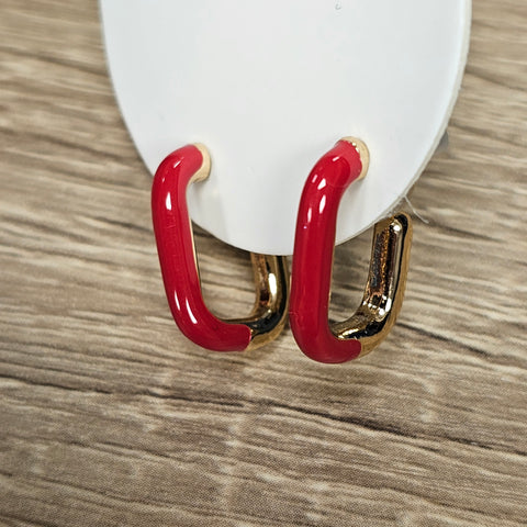 Red & Gold Rectangle Half Hoops