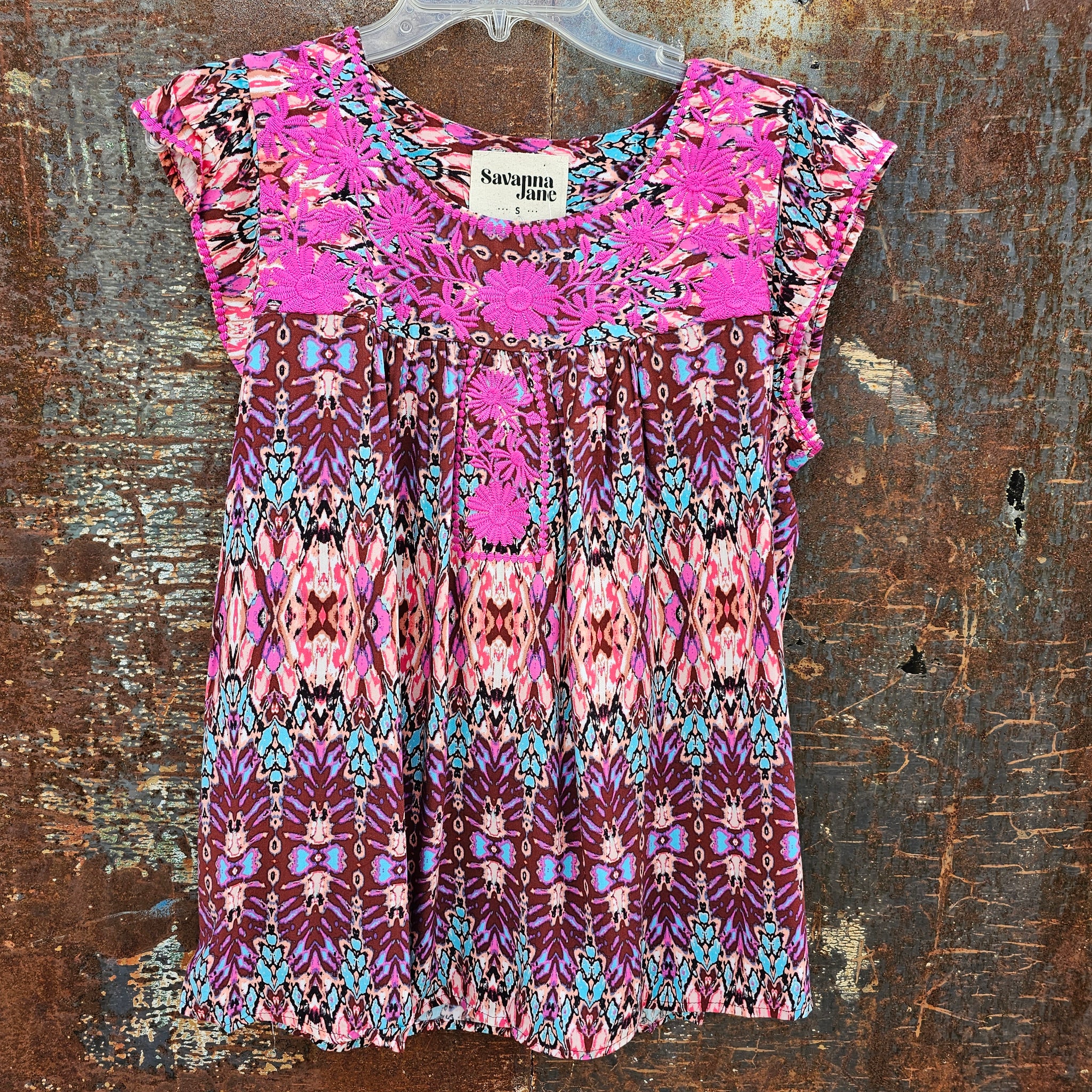 Pink Multi Embroidered Top