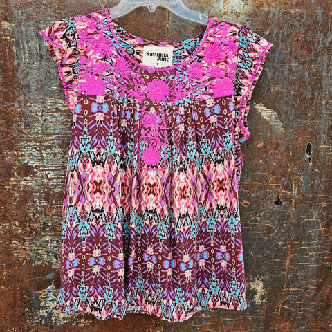 Pink Multi Embroidered Top
