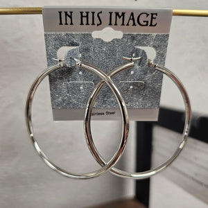 In His Image Xtra Large Silver Hoops