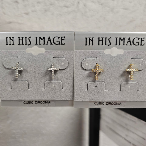 In His Image 2-Color Cross Studs