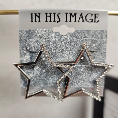 In His Image Celestial  Silver Star Earrings