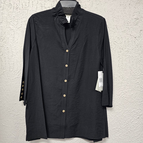 Multiples Black Crinkle Woven Shirt