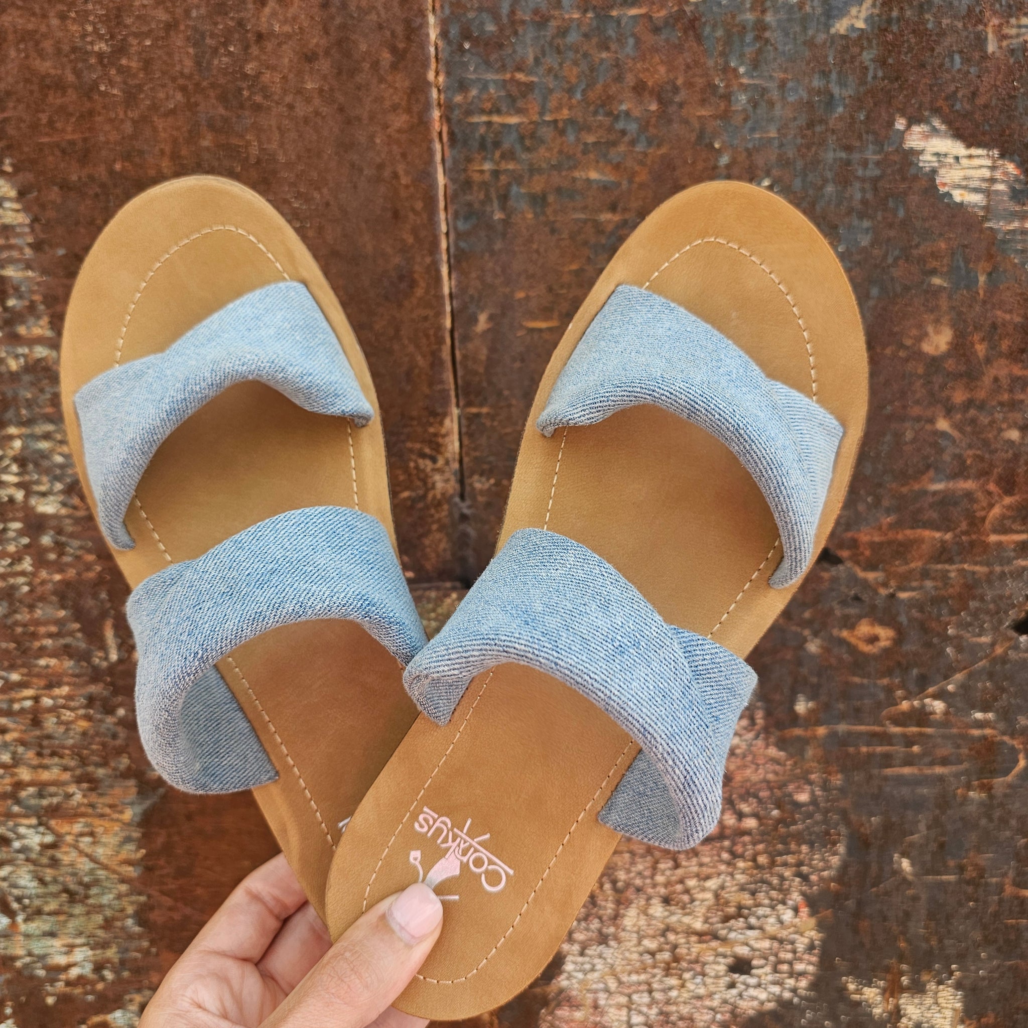 Corkys With A Twist Denim Sandal