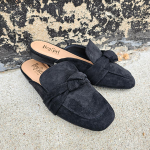 Corkys Clingy Black Faux Suede Mules