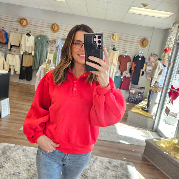 Red Snap Cozy Pullover