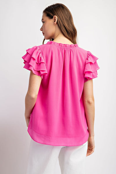 Pink Ruffle Cap Sleeve Top