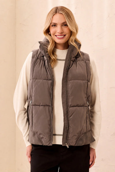 Tribal Quilted Puffer Vest With Removable Hood