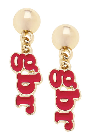 Nebraska Huskers Slogan Earrings