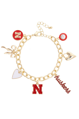 Cornhuskers Enamel Icons Charm Bracelet