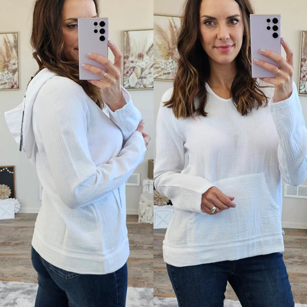 Charlie B White Linen Hoodie