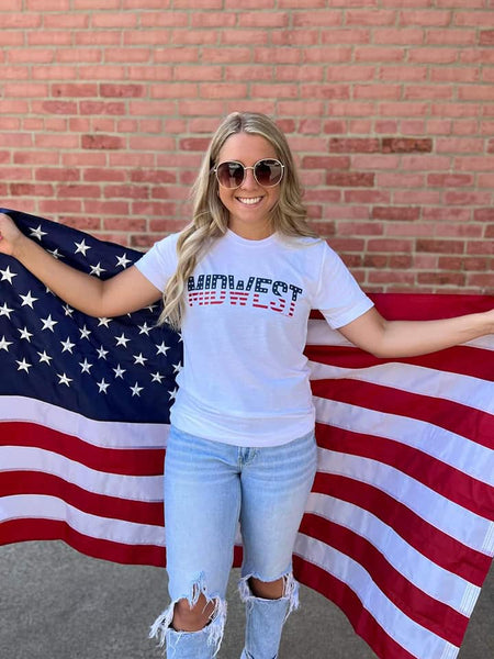 Patriotic Midwest Tee In White