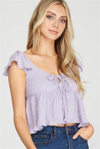 Ruffle Sleeve Babydoll Top