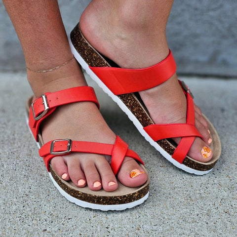 Outwoods Red Slip-On Sandals