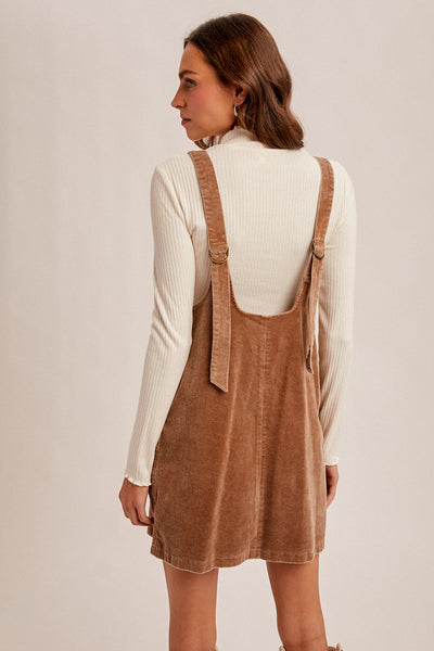 Taupe Snow Wash Corduroy Overall Dress