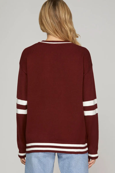 Garnet Game Day Varsity Sweater Top