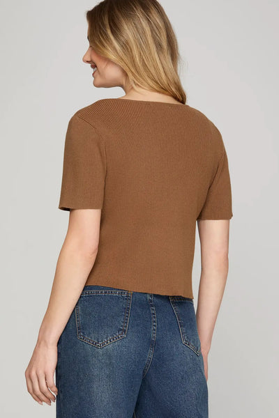 Mocha Front Tie Sweater Cardigan