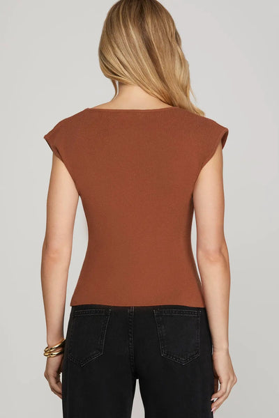 Dropped Shoulder Boat Neck Sweater Tops