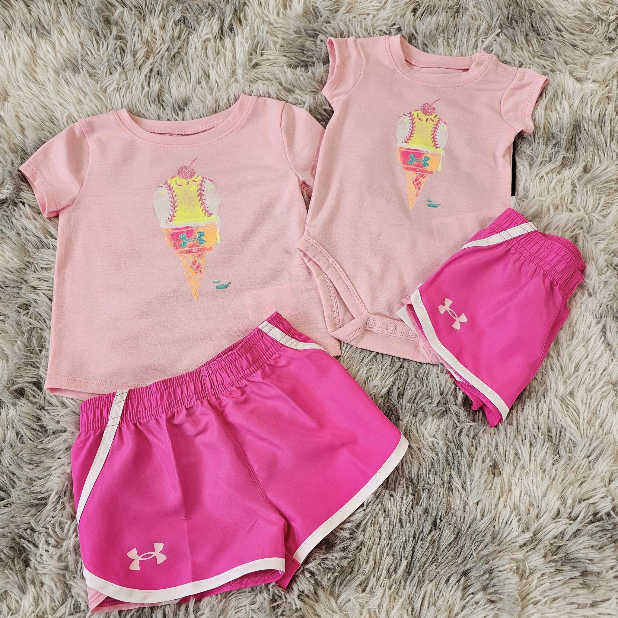 UA Girls Ice Cream Onesie and Short Set