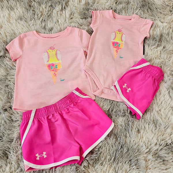 UA Girls Ice Cream Onesie and Short Set