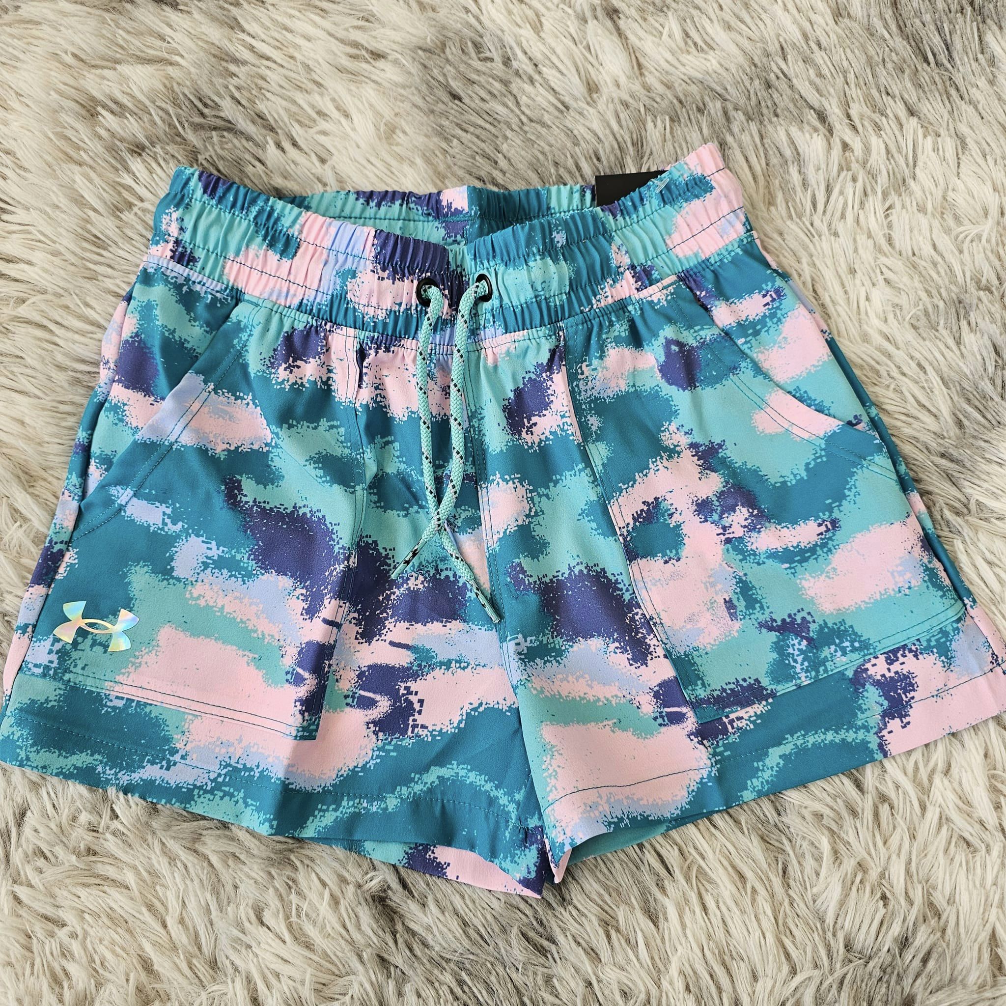 UA Girls Turquoise Watercolor Shorts