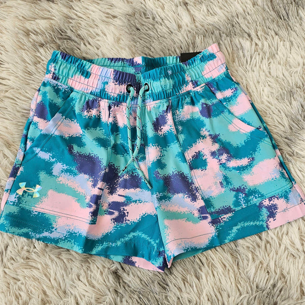 UA Girls Turquoise Watercolor Shorts