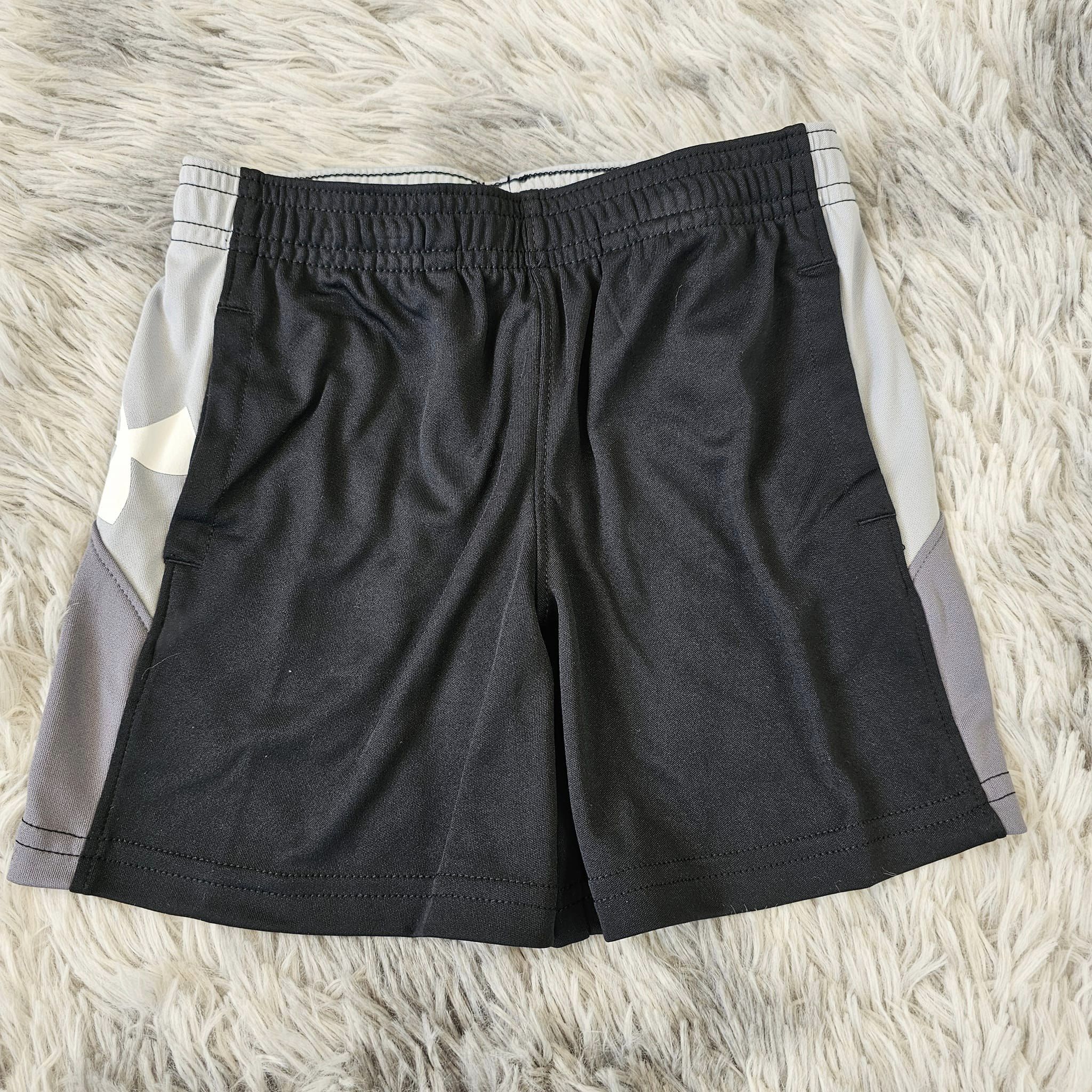 UA Boys Black and Grey Logo Shorts