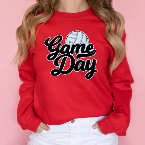 Volleyball Red Game Day Crewneck