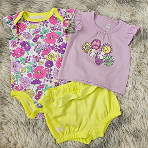 UA Girls Floral Lavender Tank and Onesie Set