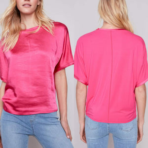 Charlie B Short Sleeve Satin Top