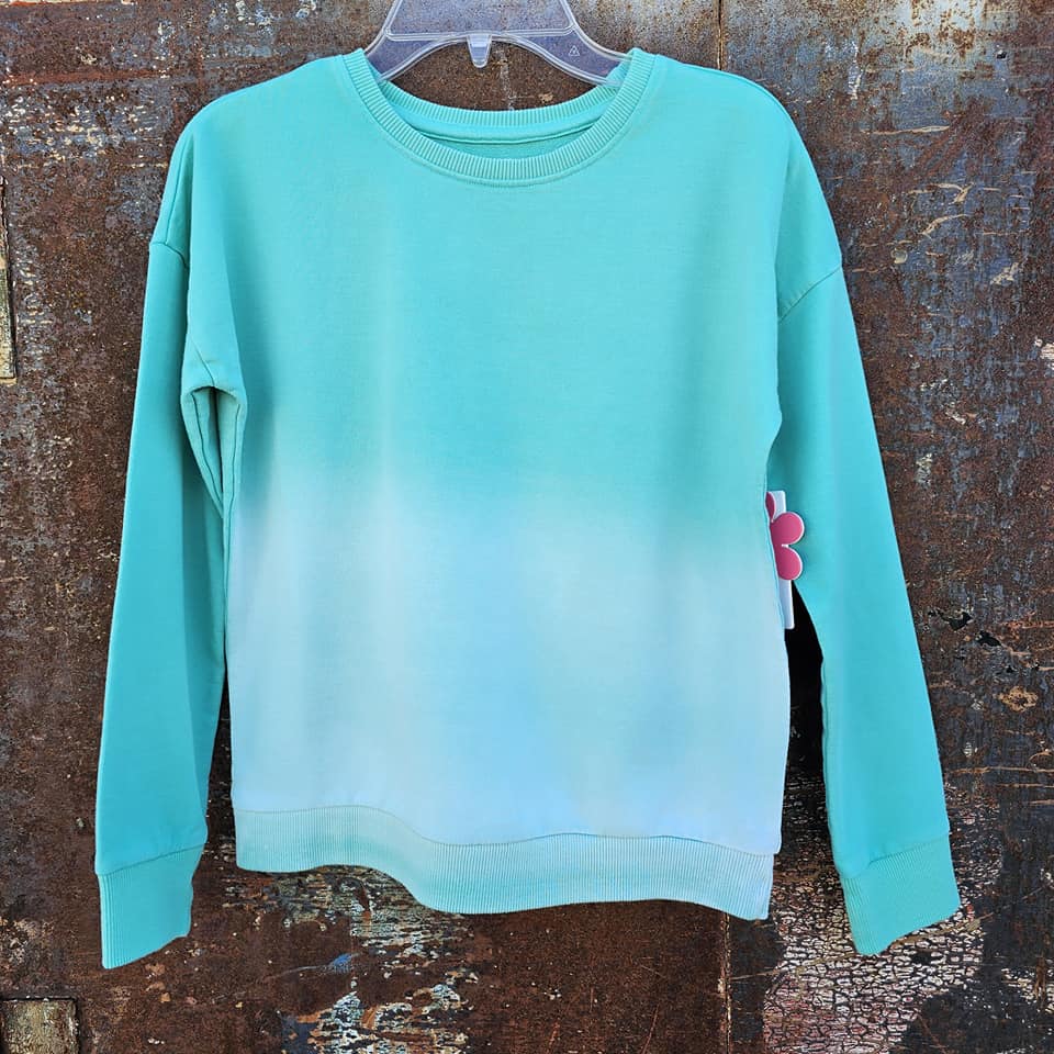 Teal Ombre Cotton Crewneck