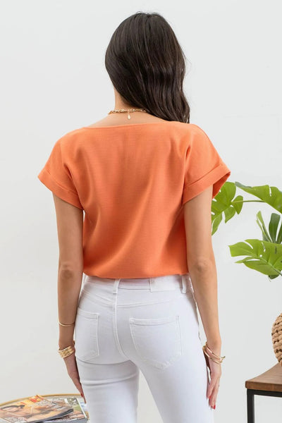 Tangerine Woven Button Blouse