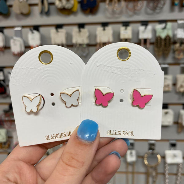 Gold Rimmed Butterfly Studs