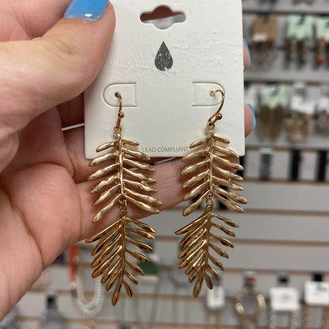 Gold Feather Earrings