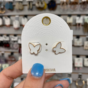 Gold Rimmed Butterfly Studs